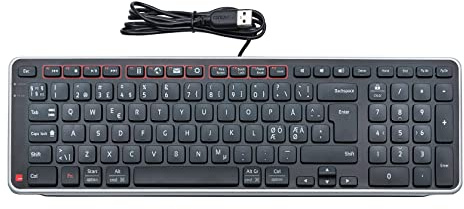 Contour Balance tangentbord | Trådbundet med USB-kabel, ultratunt, ergonomiskt, numeriskt tangentbord + mediatangenter, kompatibelt med Windows & Mac - Silver - FR Layout