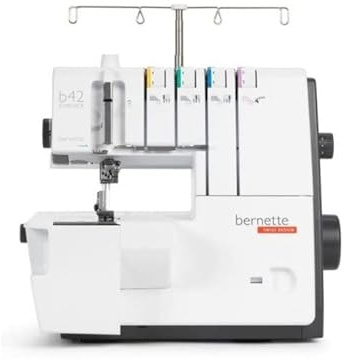 BERNETTE B42 Klammer-Maschine, 4-fädig / 3 Nadeln, Weiß, Metall