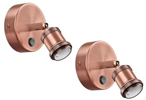 ledscom.de 2x Wandleuchte RETRA, Schalter, bronze matt, rund, 1x E27 max. 60W