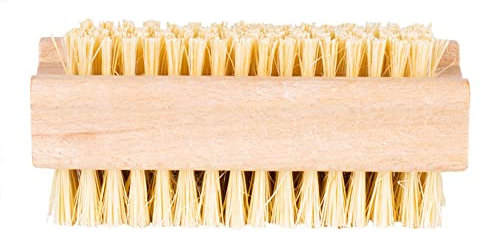 HHUUMM Hand and Nail Brush W4 x H4 x L9.5 cm Double Sided Medium Hard Tampico Bristles (Agave Cactus) Handmade from Beech Wood Vegan
