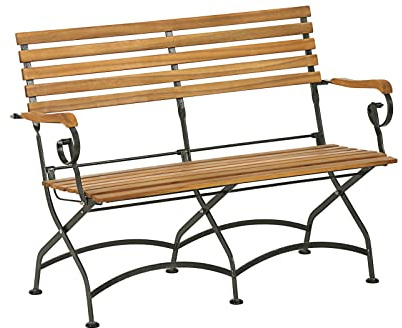 Dehner Klappbank Tegernsee, 2-Sitzer, ca. 124 x 88 x 57 cm, aus FSC® - zertifiziertem Akazienholz/Stahl, Natur
