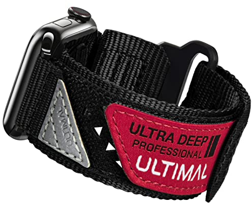 ULTIMAL Compatible with Apple Watch Straps Ultra 3/2/1 Series 11 10 9 8 7 6 5 4 SE SE2 SE3, Soft Nylon Hollow Out Breathable Band for iWatch Strap 49mm 46mm 45mm 44mm (L, Black)