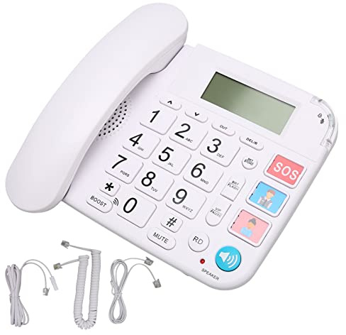 Big Button Corded Phone, LCD Display Home Corded Telephone Lindline with Ringtone Volume Adjustment for Seniors Elderly