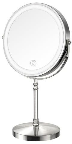 DEIOVWXS Makeup Mirror, 3000mAh Rechargeable Double-Sided Magnifying Vanity Mirror with 3 Colors, 1X/10X, Adjustable Brightness, Gifts for Mom, Mothers Day, Women, Wife, Girls, Dorm Room Essential