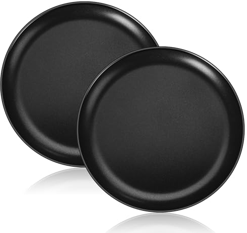 Herogo Pizza Tray, 12 Inch Non-Stick Oven Tray Set of 2, Stainless Steel Round Baking Pan for Oven Baking Roasting Serving, Healthy & Durable, Easy Clean