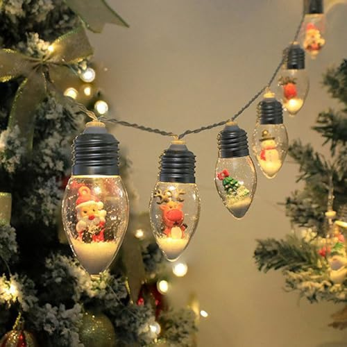 Weihnachts-LED-Lichterkette, 1.5M 10 LED Lichterkette Außen, Lichterkette Glühbirne Weihnachten Lichterkette, Weihnachtsmann Fairy Lights, Dekorative Lampe für Weihnachtsbaum, Party, Garten (Mix)