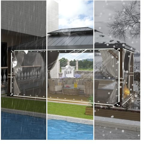 Transparente Plane,Klare Plane mit Ösen,Plane mit Ösen,Wasserdichte, transparente PVC-Plane,365g/m²,0,35 mm dicke multifunktionale PVC-Schutzhülle,Planen for Gartenmöbel(2.3x4.5m/7.5x14.7ft)