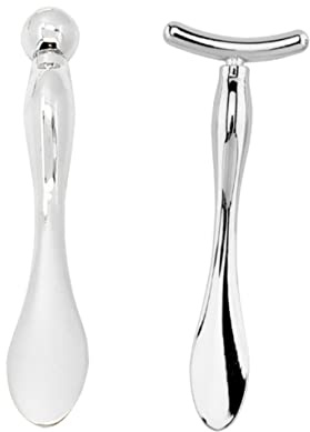 Cuillère de Massage des Yeux 2 Pièces en Alliage de Zinc Argenté | Format Compact, Usage Beauté pour Femmes et Dames, Outil Pratique pour Appliquer Vos Soins