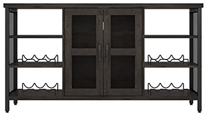 GLigeT Weinschrank Freistehender Weinbar-Schrank, Weinschrank aus antikem Holz mit Stauraum, multifunktionaler Boden-Weinlagerschrank for das Wohnzimmer Schnapsbarschrank (Color : A), xiangxiang2023