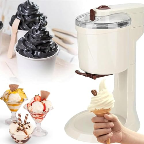 URJWAN Soft Serve Ice Cream Maker Machine For Home Stainless Steel, Soft Serve Ice Cream Machine, Automatic Mini Fruit Soft Serve Ice Cream Machine, Healthy, Simple One Push Operation