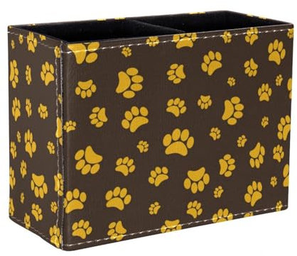 Eslifey Stifthalter, quadratischer Stifthalter für Schreibtisch, Goldene Hundepfote, Tier, Katze, Fußabdruck, Muster, Stiftebecher, Make-up-Pinselhalter, Ständer, Display, Schreibtisch, Schreibwaren,