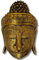 Trintura Decoración de pared, máscara de Buda, cabeza de estatua, color dorado, negro, madera, accesorio para el hogar, 30 cm