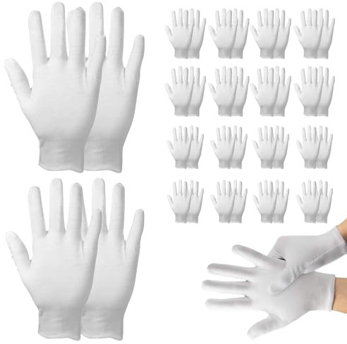 YCZCHE14 Dermatitis Cotton Gloves, 18 Pairs (36 Pieces), Moisturising, White, One Size, Dry Skin