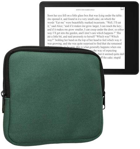kwmobile Canvas protective cover compatible with 6,8-7 eReader Cover - Canvas cover for e-Reader with zip - Dark Green