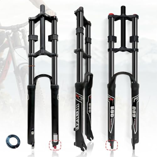 BSFHQS DH Downhill Mountainbike Federgabel 26 27,5 29 Zoll Scheibenbremse 145mm Federweg Fahrrad Federgabel Vorne 1-1/8 9mm QR Manuelles Lockout Mountain Front Gabel Luftfedergabel(Black,27.5inch)