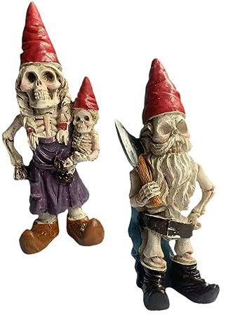 CIMAXIC Umweltfreundliches Gartenzwerg-Set Aus Kunstharz Skelett- -zwergstatuen-Set Halloween-Dekorationen für Den Außen- und Innenbereich