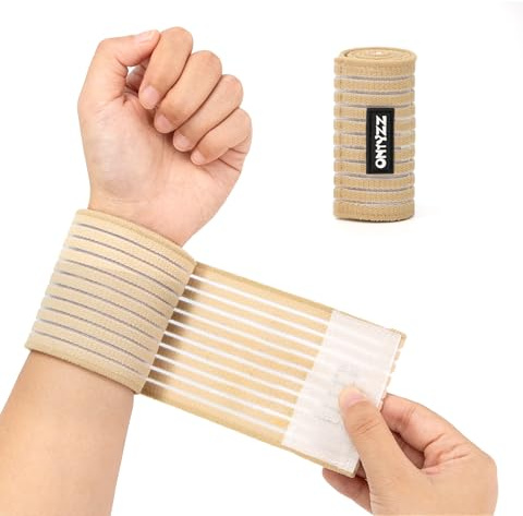ONTYZZ Muñequera 1 Pieza Alta Elasticidad Vendaje de Muñeca Piezaa Deporte Gimnasio Corriente Sentarse en Cuclillas Entrenamiento TVendas elásticas Beige/40cm