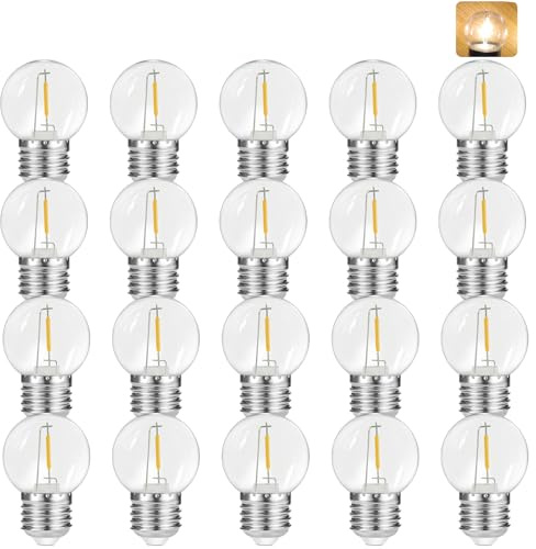 Suncan E27 Led Lampadina Vintage G45 1W LED Filament Bulb sostituisce 5 Watt Edison Lampadina Bianco caldo, Plastica, Non Dimmerabile, 20 pezzi