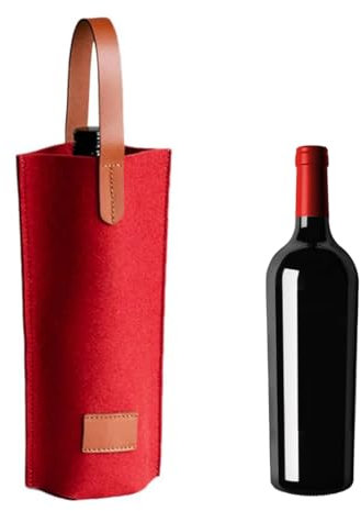 VYIBPDY 1 Stück weintasche roter Filz-geschenktüten flaschen für Weinflaschen mit Griff, für Geschenk, Hochzeit, Taufe, Geburtstag