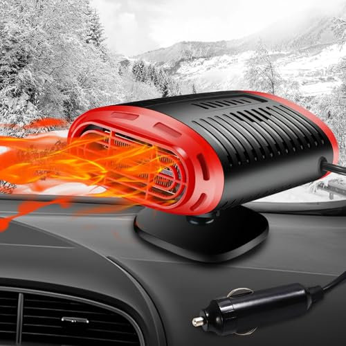 Calefactor Coche, RosyFate Calefactor 12v Coche, 2 en 1 con Ventilador de Frío/Calo, Calefactor Para Coche Portatil, Desempañador y Descongelador el Parabrisas