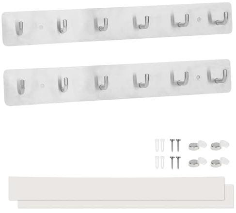 FOGAWA 2 Stück Hakenleiste Garderobe Kleiderhaken Wand mit 6 Haken Garderobenhaken Wandhaken Garderobenleiste Edelstahl für Schlafzimmer Bad Küche Wandgarderobe für Hut Schals Handtaschen (Weiß)