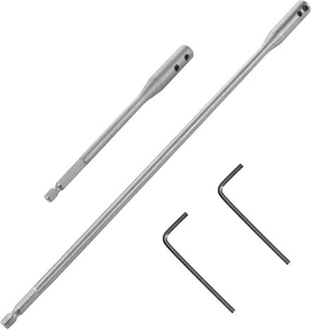 GIONAR Drill Bit Extension Set, 1/4 Inch Drill Bit Extension Bar, 6 & 12 Drill Extension, with 2 Hex Wrench Key, High Carbon Steel Material, Perfect for Mechanics, Construction Work, Carpenters