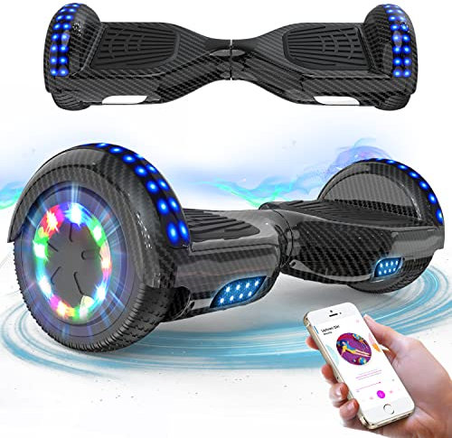 RCB Hoverboard Gyropode pour Enfant et Adulte, Overboard 6.5 Pouces avec Bluetooth-Musique/LED-Roue Clignotante, Hover Board Skateboards Meilleur Cadeau pour Les Enfants