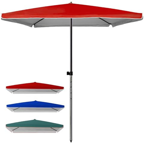 WATAOW Sombrilla Grande para Patio Exterior, Cuadrada, Ajustable En Altura, Impermeable,Parasol para Piscina, Exterior,Playa(Red)