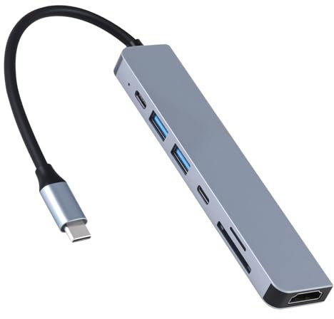 USB C Hub 7-in-1 Multiport With 4K HDMI, 2 USB 3.0 Type-C Ports, 100W PD, SD/TF Card Reader Compatible for iPad/MacBook Pro Laptop