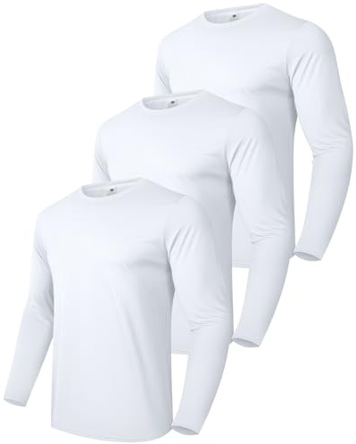 Boyzn män 3-pack eller 4-pack bomull t-shirts, kortärmad/långärmad rund hals sport t-shirts, bomull gym workout löpartröjor för män, Paket med 3, XXL