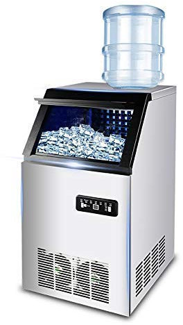 Máquina de hacer hielo 2 en 1 con limpieza automática, máquina de hielo portátil de alta eficiencia para agua de grifo/embotellada, ideal para uso doméstico y comercial