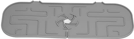 Nikou Faucet Handle Drip Catcher Tray, Silicone Sink Faucet Mat for Kitchen Bathroom, Gray, Splash Guard and Protector for Sink Water Spills