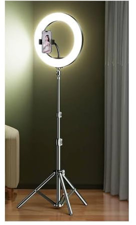 GIVBRO 13 inch Ring Light with Tripod Stand & Phone Holder Tall 82.7, 360° Adjustable Professional Selfie Ring Lights for Phone, LED Standing Ringlight