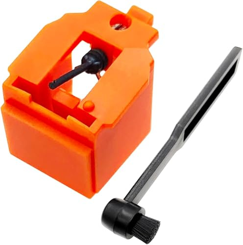 ATN3600 Diamond Turntable Stylus with Cleaning Brush, Record Player Needles Replacement Compatible with Audio-Technica AT-PL50, AT-LP60, AT-PL300, AT-LP2D Turntables Player (Orange)