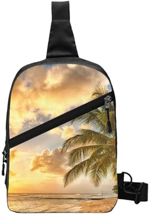 YFSGDLBN Sac à dos à bandoulière imprimé palmier hawaïen coucher de soleil