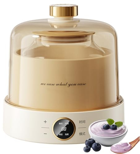 Máquina automática de yogurt griego de 1 litro con olla interior de vidrio, control de temperatura constante y temporizador para yogur casero, natto y vino de arroz