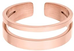 Purelei Anello regolabile Soulbond – Anello regolabile con cinturino a doppia fila, in acciaio inox placcato oro 14 K, placcato oro rosa 18 carati o argento, impermeabile (taglia 56-60), Acciaio