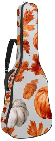 Gepolsterte Gitarrentasche für Akustikgitarre mit Wildblumen-Elementen, Aquarell-Hellviolett, Lavendelfarben, Mehrfarbig 02, 42.9x16.9x4.7 in, Lässiger Tagesrucksack
