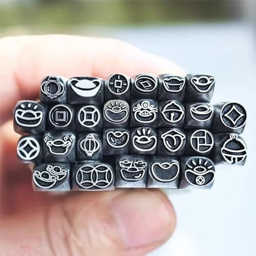 CYHTYM Schlagzahlen 27-teiliges Set aus Stempeldesign-Stempel-Set aus Kohlenstoffstahl, verwendet zur Herstellung von Schlüsseln, Anhängern, Gürteln, Geldbörsen, Armbändern