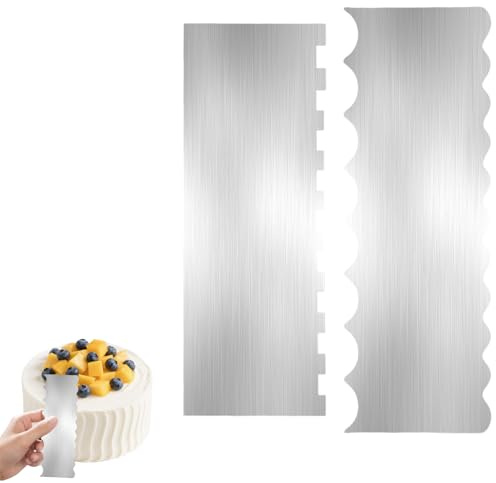 2Pcs Cake Scraper Buttercream Smoother 9 Inch Cake Smoother for Buttercream Icing Scraper Metal Cake Scraper for Home Kitchen Baking Cake Decorating Dessert Making