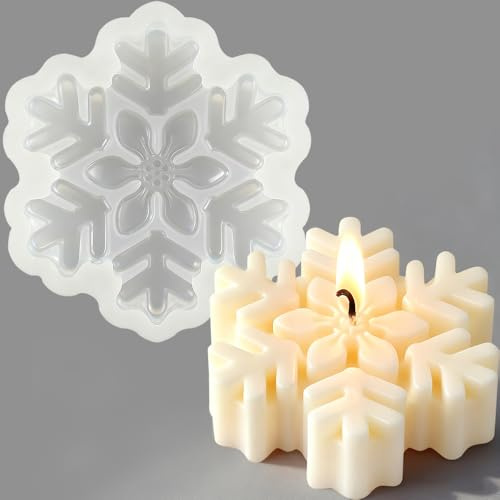 3D Schneeflocke Weihnachts Silikonformen Gießformen Weihnachten Kerzenformen Silikon Formen zum Gießen Kerzen Selber Machen Schneeflocken Silikonform Weihnachten Deko Giessformen Silikon Kerzenform