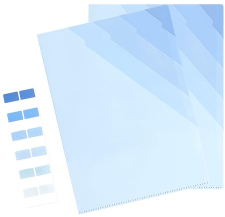 GZRXIOUS 2 Stück Fächermappe A4, Mehrschichtige Mappe mit 6 Fächern, Ordnungsmappe Mappen Ordnersystem, Wasserfeste Sammelmappe mit Etiketten- und Haftnotizen für Schule Büro Reisen (Farbverlauf Blau)