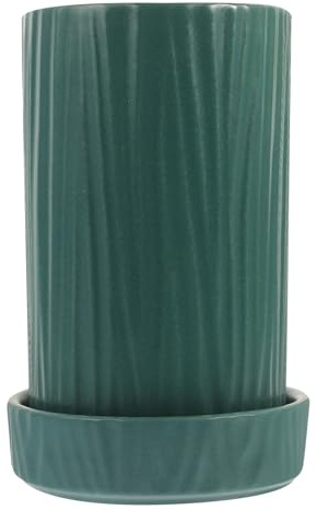 FIXOSHEE Soporte para Utensilios de Cocina de Cerámica Verde Soporte Compacto para Cubiertos Palillos y Cucharas Diseño Nordico y Escurridor Integrado para Organización Diaria