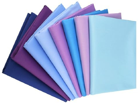 8 Pcs Fat Quarters Fabric Bundles, 25 * 25 CM Pre-Cut Blue Color Cotton for Patchwork Sewing, Coloured Mixed Squares Bundle for Tablecloth, Bedding Textile, DIY Crafts, Scrapbooking