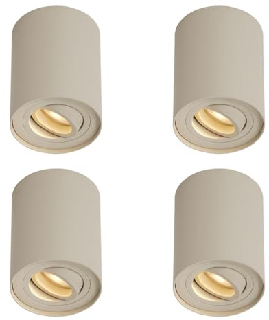 Qazqa Verstellbarer Deckenstrahler, Deckenspot - 108444 - Beige, max. 10W, Geeignet für LED, 10cm, Ideal als Flur, Küche lampe, Schlafzimmerlampe und Wohnzimmerlampe, Im 4er-Set.