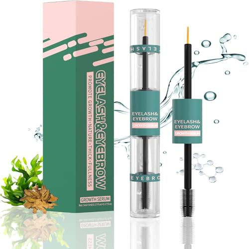 Dual-Ended Lash And Brow Serum, 5 ml + 5 ml, Fine Tip And Spoolie | Separate Liquid Chambers, Clear Chambers And Green Centre, Targeted Lash-Line Application And Brow Coating For Daily Routine