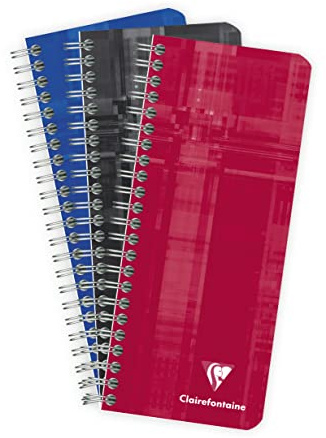 Clairefontaine 8672C - Notizheft (kariert mit Spirale, 8,5 x 20 cm, 90 Blatt) 1 Stück zufällig farbig sortiert