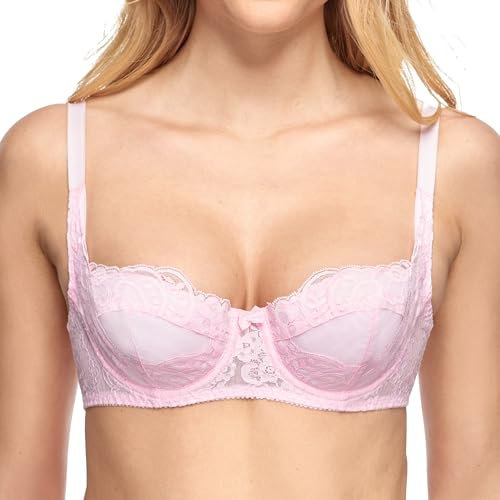 SUSA Dirndl BH push up Wiesn-Zauber, bygel-push-up bh med broderade mjuka kupkupkupor, bh med enkel design för en hisnande dekolleté, ROSA, 75B