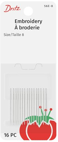 Dritz 56E-8 Embroidery Hand Needles, Size 8 (16-Count)