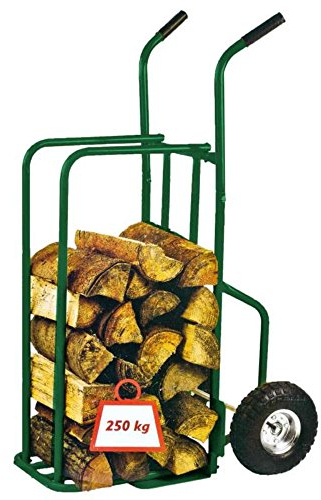 Toolland Sackkarre für Holz, Kaminholzwagen mit Rollen, Brennholzwagen, Holzwagen für Kaminholz, Holztransporter, Transportwagen luftbereift, Luftreifen, grün, Tragkraft 250 kg